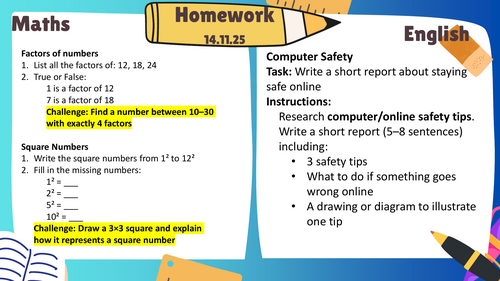 Year 5/6 Maths & English Homework Tasks | Teaching Resources