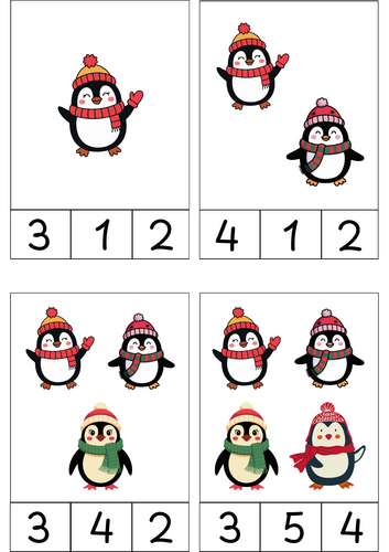 Penguin Count and Clip Cards | Winter Counting Activity | Numbers 1–10 ...