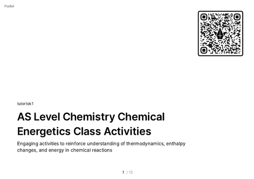 FREE Activities AS Level Chemistry - Unit 5 Chemical energetics