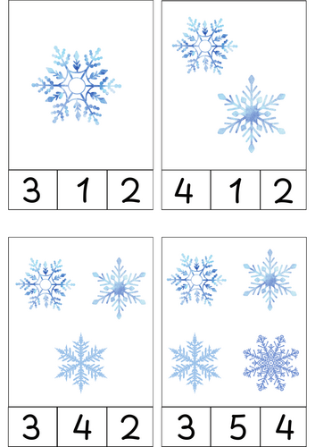 Snowflake Count and Clip Cards | Winter Math Activity | Numbers 1–10 ...