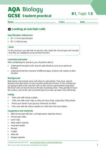 AQA GCSE Biology B1.5 – Specialisation in Plant Cells | Full Lesson ...