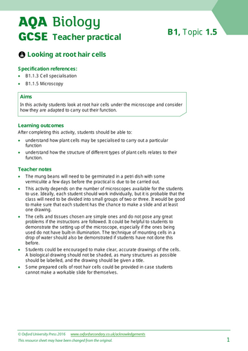 AQA GCSE Biology B1.5 – Specialisation in Plant Cells | Full Lesson ...