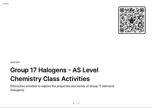 FREE Resources - AS Level Chemistry Cambridge - Unit 11 Group 17