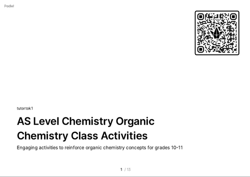AS Level chemistry FREE resource - Unit 13 Organic chemistry