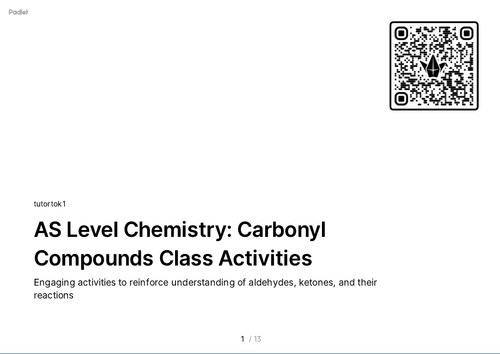 Unit 17 Carbonyl compounds FREE Activities AS Level Chemistry Cabridge
