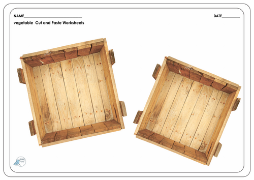 Vegetable Cut and Paste Activity Real Photo Vegetables Wooden Crate ...