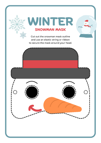 Winter Snowman Paper Mask Craft – EYFS / KS1 Seasonal Art Activity ...
