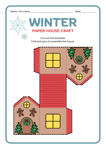 Winter Gingerbread House Paper Craft – EYFS / KS1 Seasonal Art & Fine ...
