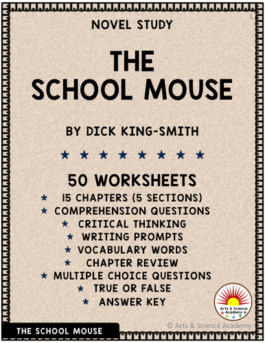 THE SCHOOL MOUSE Novel Study Comprehension, Critical Thinking, Vocab ...