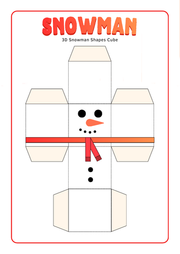 3D Snowman Shapes Cube Craft – EYFS / KS1 Winter Maths & Fine Motor Activity