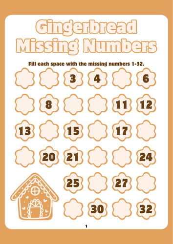 Gingerbread Missing Numbers and Missing Letters Worksheets