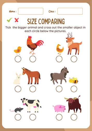 BIG and SMALL: Comparing Animal Sizes Worksheet