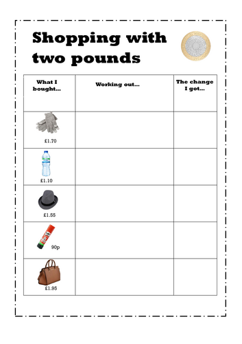 Change from £2 - ks1/Lks2 money worksheets