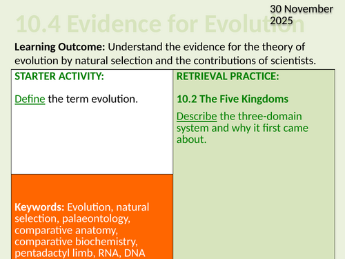 OCR Biology A- 10.4 Evidence for Evolution