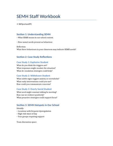 SEMH Staff CPD – Practical Strategies for Supporting Social, Emotional & Mental Health Needs