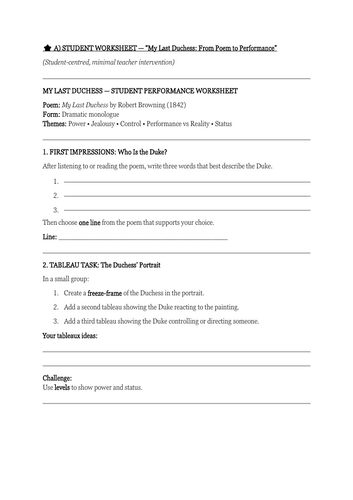 My Last Duchess | KS3–KS4 Drama & English Poetry Performance Lesson | From Poem to Performance