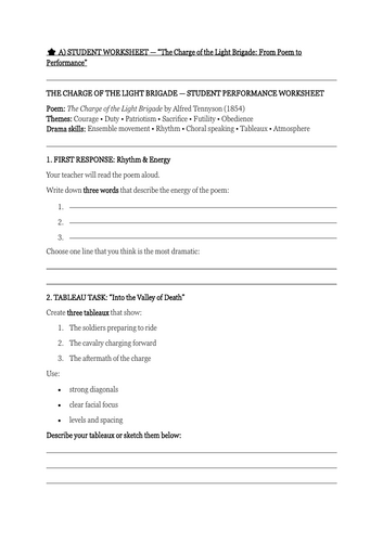 The Charge of the Light Brigade | KS3–KS4 Drama & English War Poetry Performance Lesson | FPTP