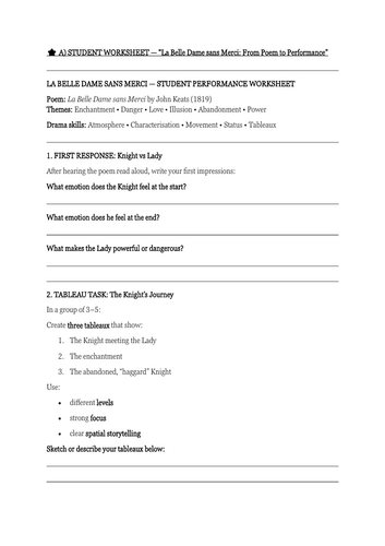 La Belle Dame sans Merci — From Poem to Performance