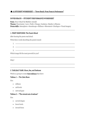 Dover Beach | KS3–KS4 Drama & English Poetry Interpretation Lesson | From Poem to Performance