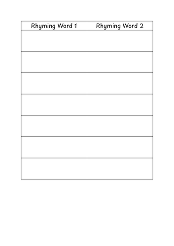 Rhyming Word Table