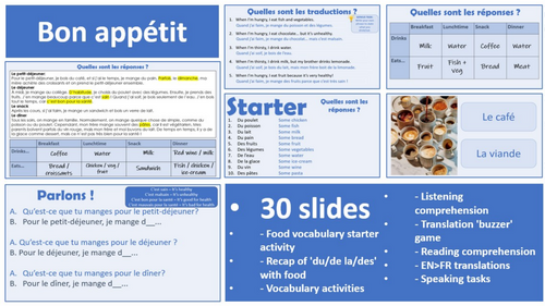 2026 French AQA GCSE Module 4.1 - Bon appétit | Teaching Resources