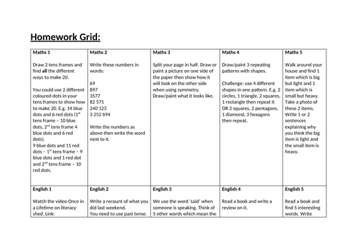 Primary Maths and English Homework or Fast Finisher Activities ...