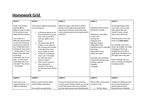 Primary Maths and English Homework or Fast Finisher Activities ...