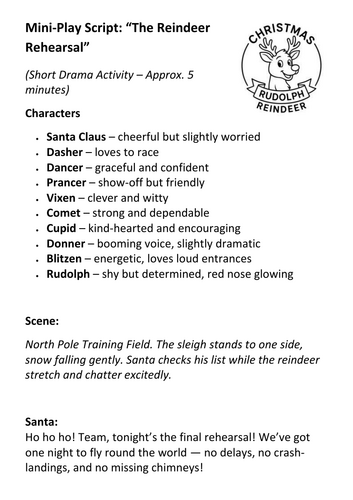 Mini-Play Script: “The Reindeer Rehearsal”