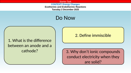 AQA GCSE Chemistry Energy Changes
