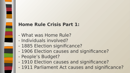 CCEA A2 History - The Home Rule Crisis: Background & Key Developments: 65-slide PowerPoint
