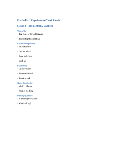 Primary Football (Soccer) – Complete 8-Lesson Scheme (KS1 & KS2 ...