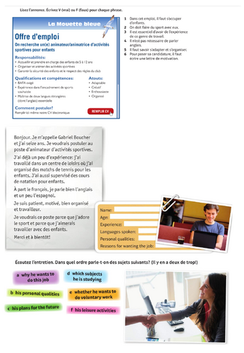 STUDIO GCSE - Je voudrais postuler - applying for jobs | Teaching Resources