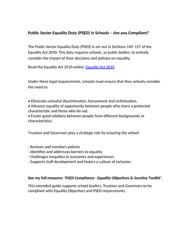 Public Sector Equality Duty (PSED): What Every School Leader, Governor ...