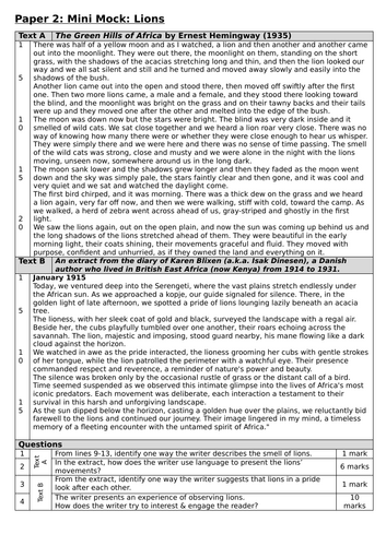 Mini-Mocks Pearson2.0 GCSE English Language | Teaching Resources