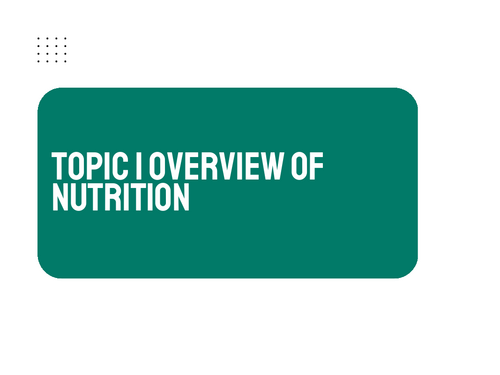 Food and Nutrition: Introduction to Nutrition | Teaching Resources