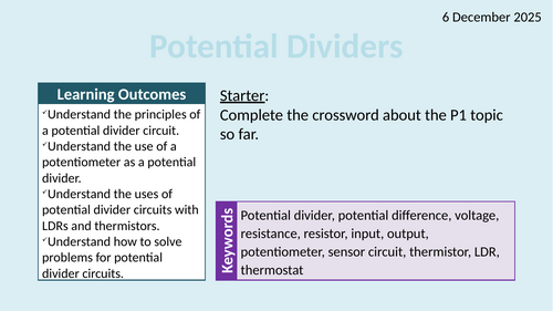 OCR AAQ in Applied Science- P1.1.5 Potential Dividers