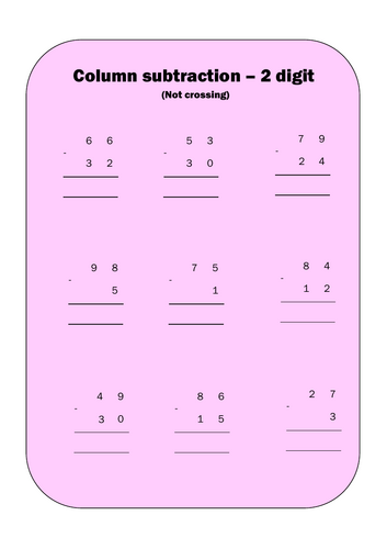 2 digit subtraction - not crossing/regrouping