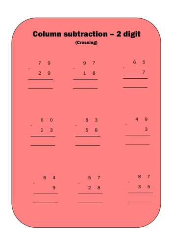 2 digit subtraction - crossing/regrouping