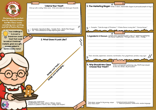 Mrs Claus Tasty Treat Challenge –  KS2 Christmas DT & Writing Activity
