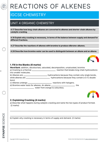 Reactions of Alkenes – Lesson, Worksheet & Laboratory – Unit 4 – IGCSE ...