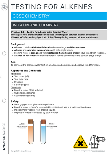 Reactions of Alkenes – Lesson, Worksheet & Laboratory – Unit 4 – IGCSE ...