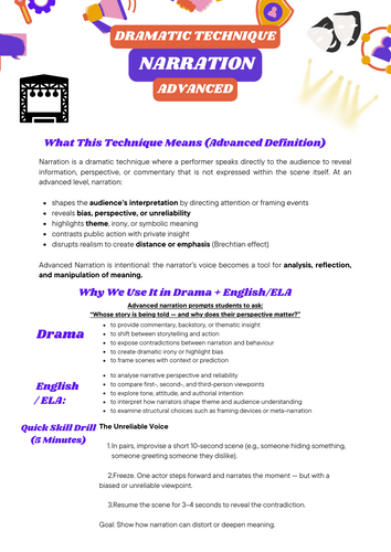 Advanced Narration Technique | KS4–High School Drama