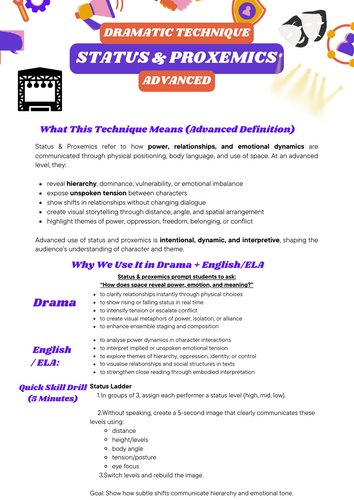 Advanced Status & Proxemics Technique | KS4–High School Drama