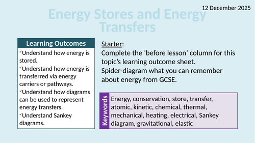 OCR AAQ in Applied Science- P2.1.1 Energy Stores and Energy Transfers