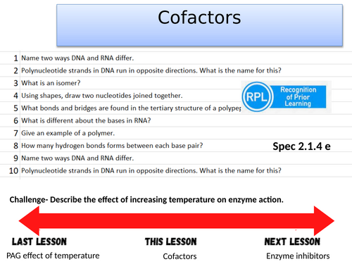 Cofactors- A-level Biology OCR A (Module 1)