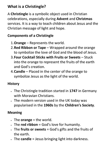 Christingle Handout