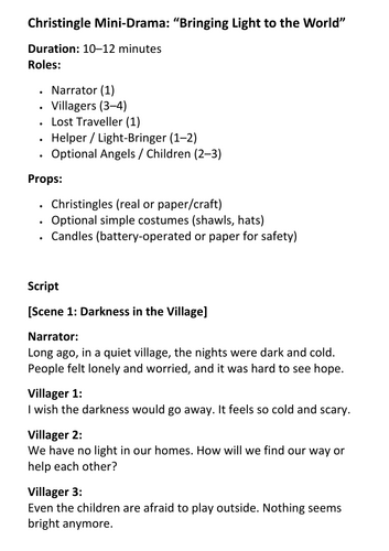 Christingle Role-Play / Drama idea