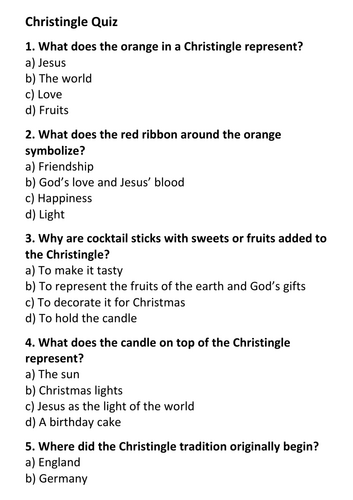 Christingle Quiz