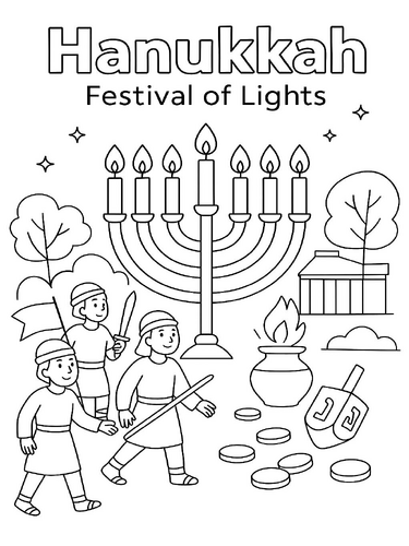 Hanukkah (Festival of Lights) Coloring Picture