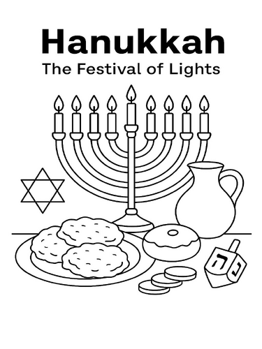 Hanukkah Food Traditions Coloring Picture